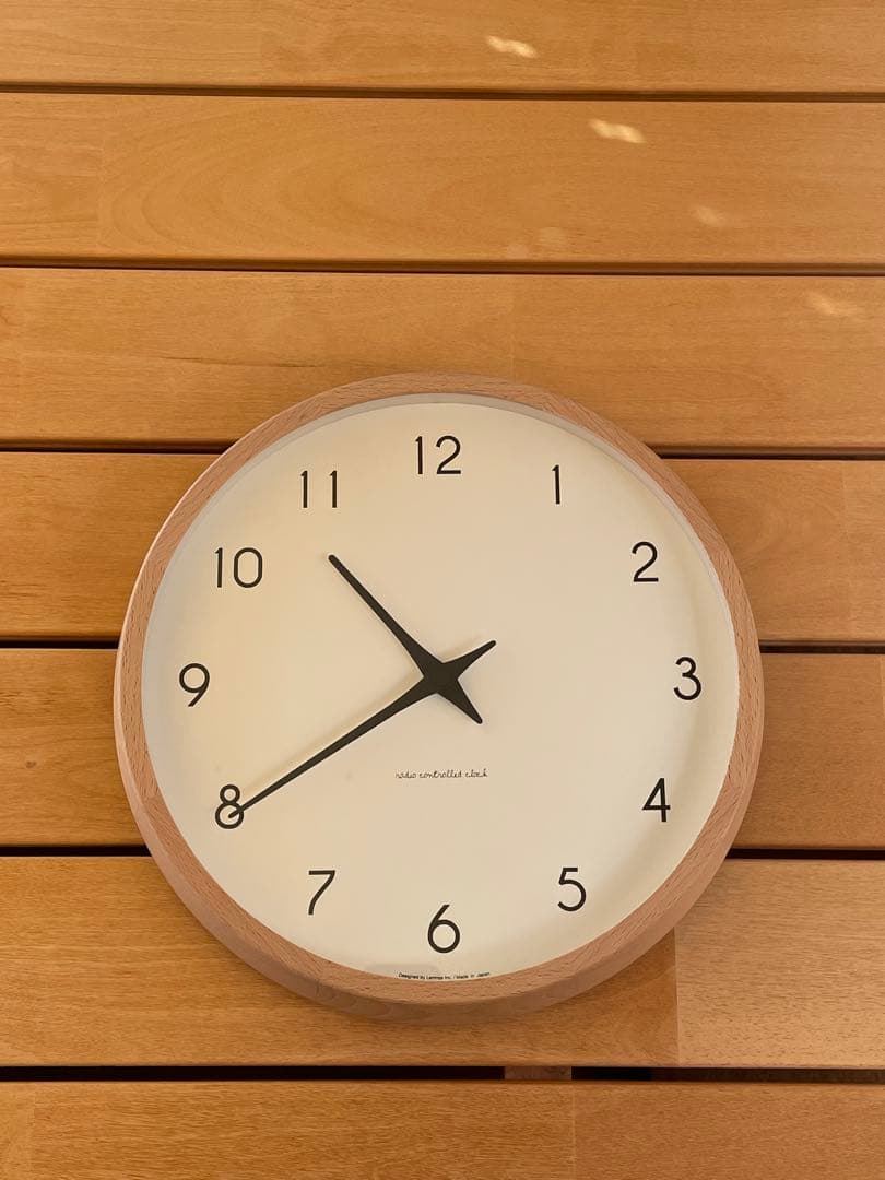 Lemnos 電波時計 壁掛け　無垢木製フレーム