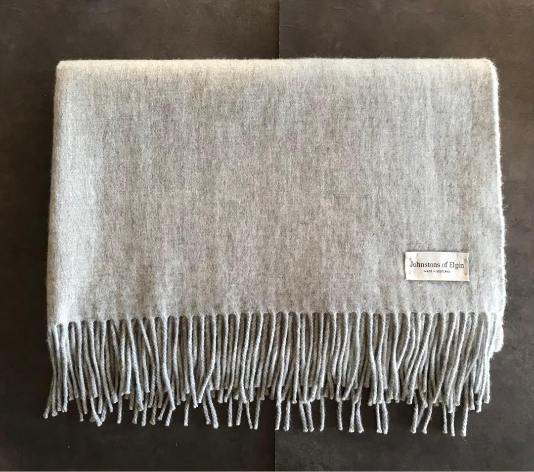 Johnstons カシミヤ100% 大判ストール　シルバー　ライトグレー