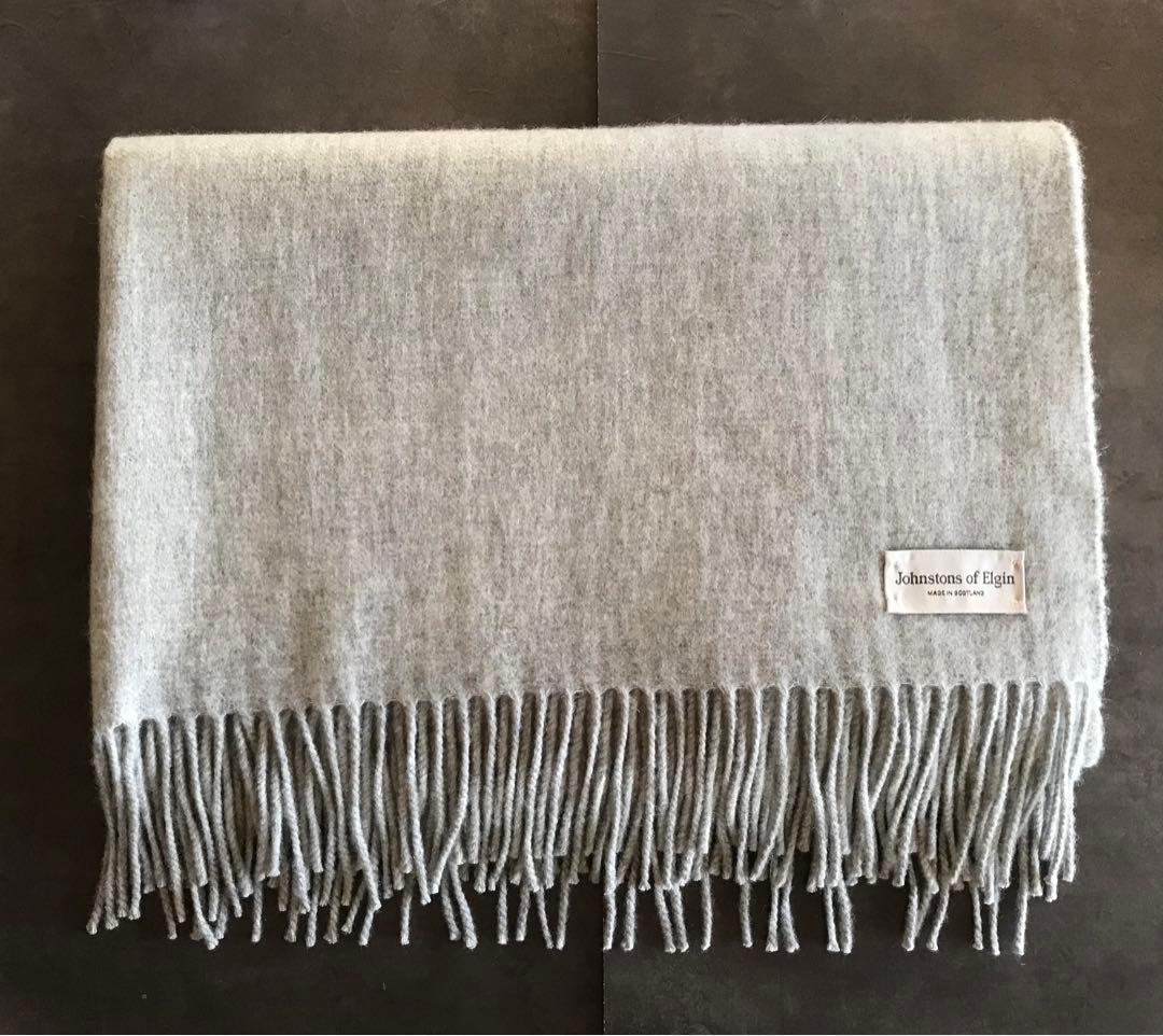 Johnstons カシミヤ100% 大判ストール　シルバー　ライトグレー