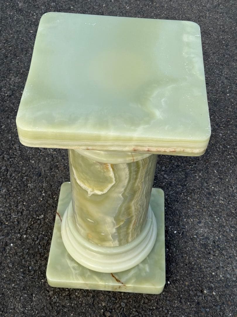②高73cm♪ 天然石 大理石 グリーンオニキス 飾り台 オブジェ