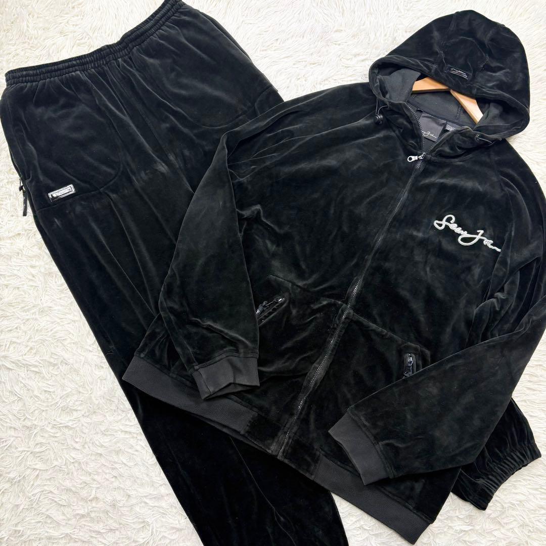 ✨美品/XXL✨ショーンジョン　ベロア　ジャージ　セットアップ　デカロゴ　刺繍