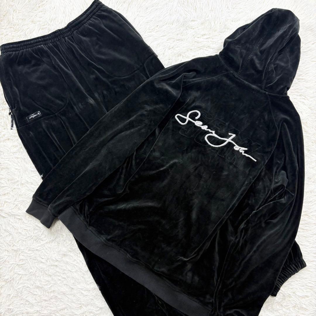 ✨美品/XXL✨ショーンジョン　ベロア　ジャージ　セットアップ　デカロゴ　刺繍