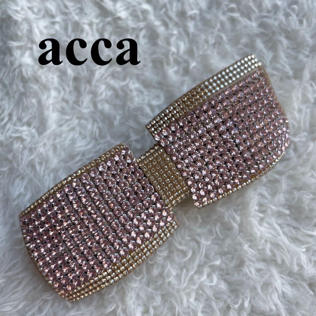 ACCA スワロフスキー リボン バレッタ ピンク キラキラ