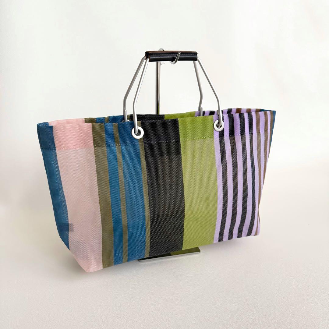 マルニ　MARNI　トートバッグ　マルチカラー　ストライプ　ボーダー　アルミ