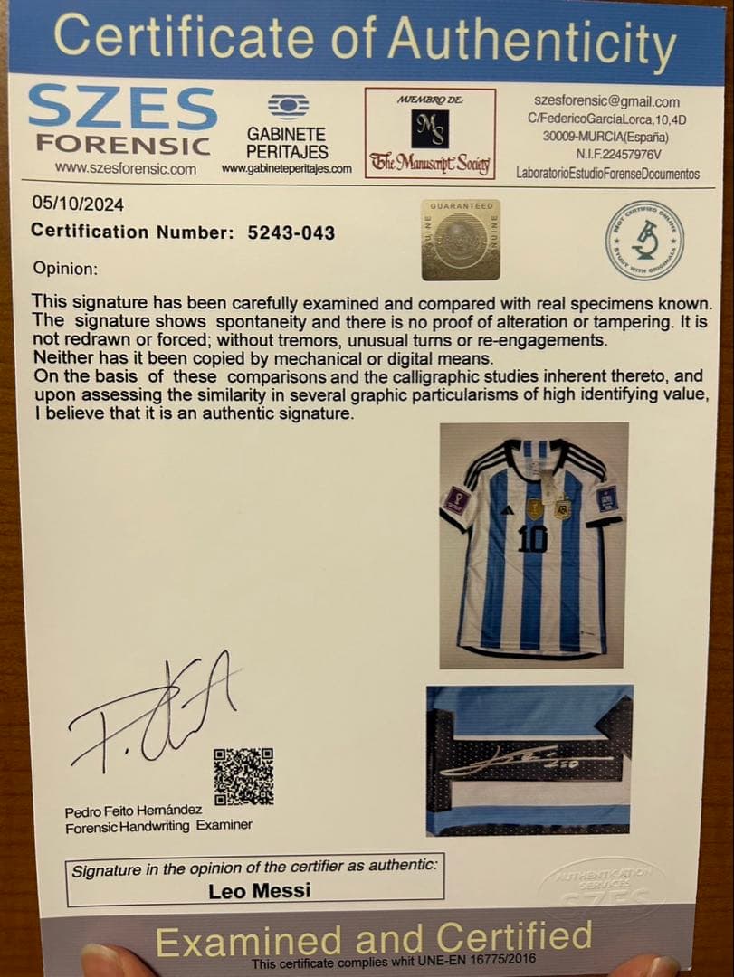 【メッシサイン入りシャツ10番~鑑定書付き~】アルゼンチン代表
