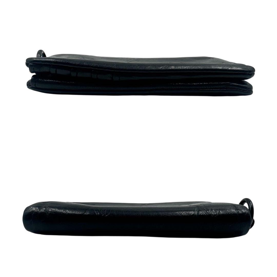 HYSTERIC GLAMOUR 二つ折り財布 エンボス Dリング レザー 黒