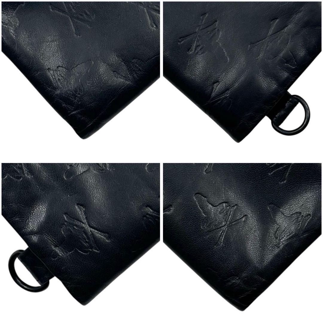 HYSTERIC GLAMOUR 二つ折り財布 エンボス Dリング レザー 黒