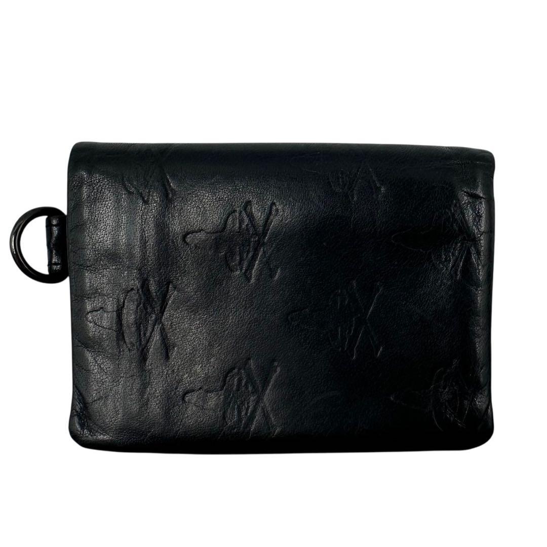 HYSTERIC GLAMOUR 二つ折り財布 エンボス Dリング レザー 黒