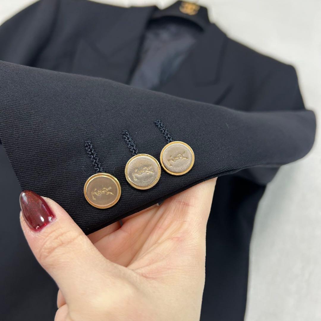 K610 M イヴサンローラン ロゴボタン ダブル テーラードジャケット メンズ