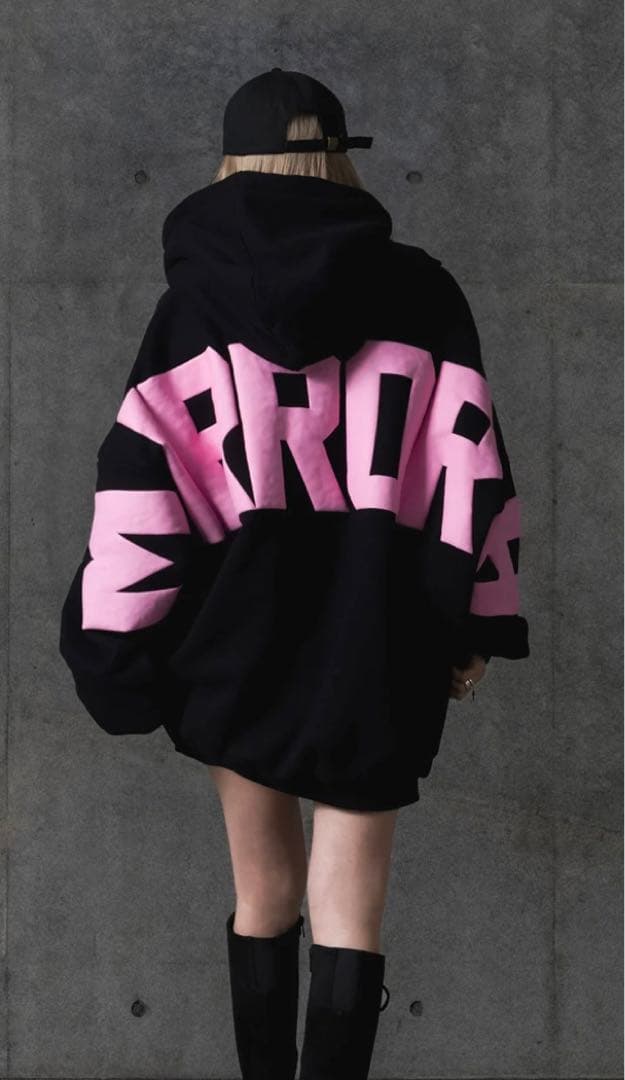 MIRROR9☆ミラーナイン☆アイコンフーディ☆ブラックピンク☆ML☆