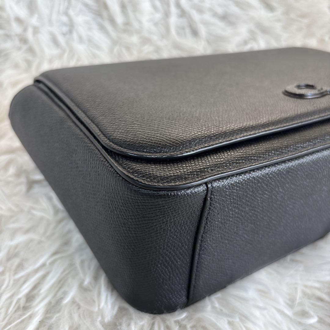 【極美品】コーチ　ショルダーバッグ　レザー　ST付　ブラック　大人気