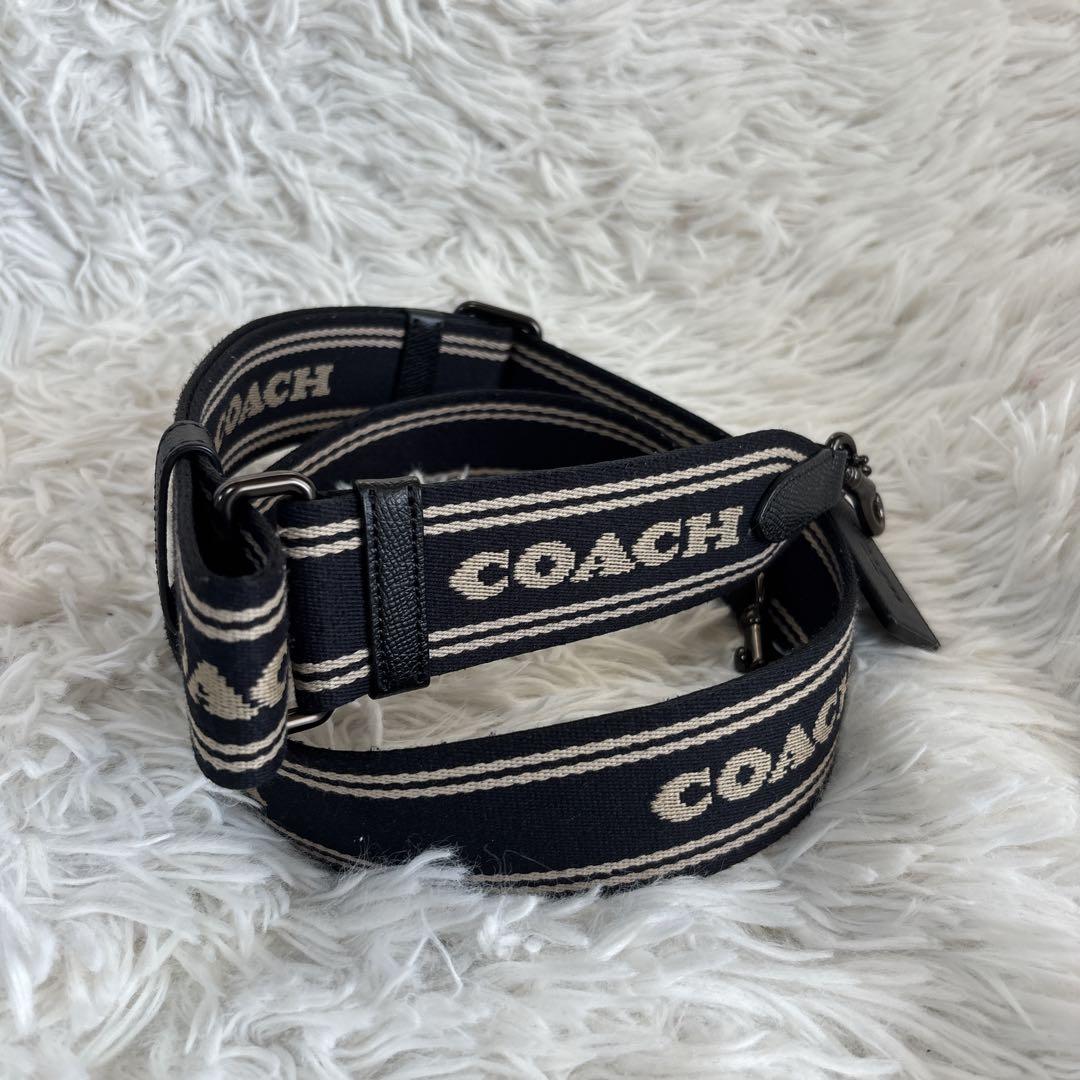 【極美品】コーチ　ショルダーバッグ　レザー　ST付　ブラック　大人気