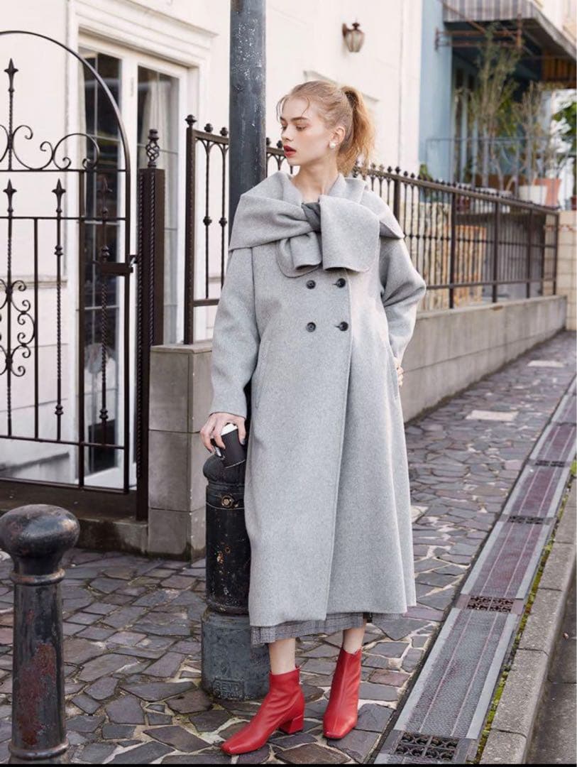 COEL ストール付きリバーコート　　ピンク38