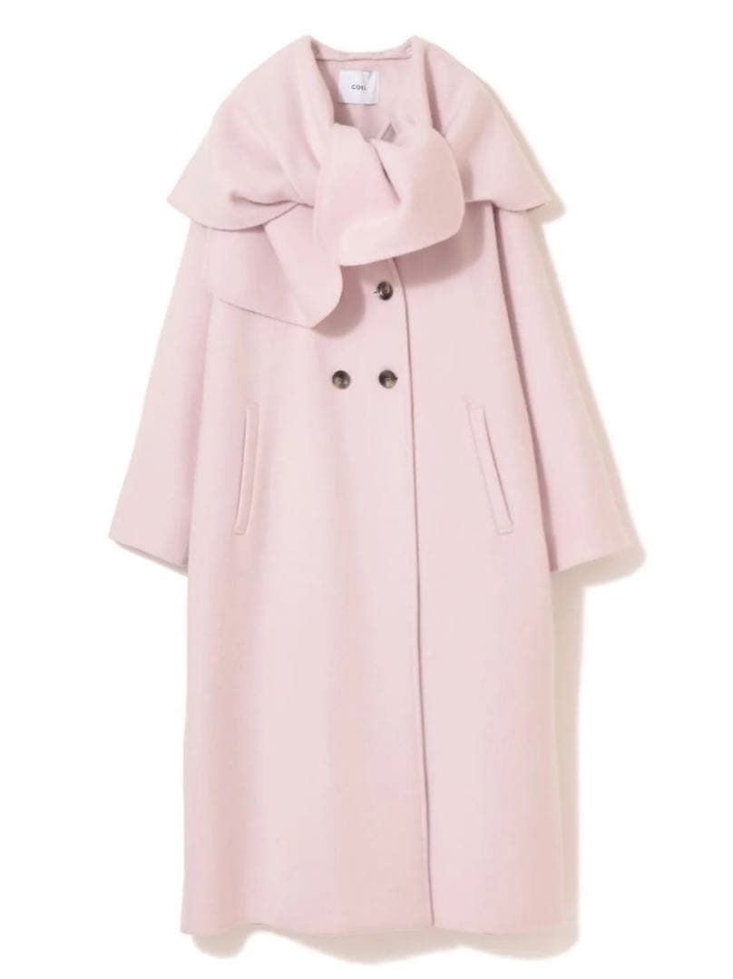COEL ストール付きリバーコート　　ピンク38