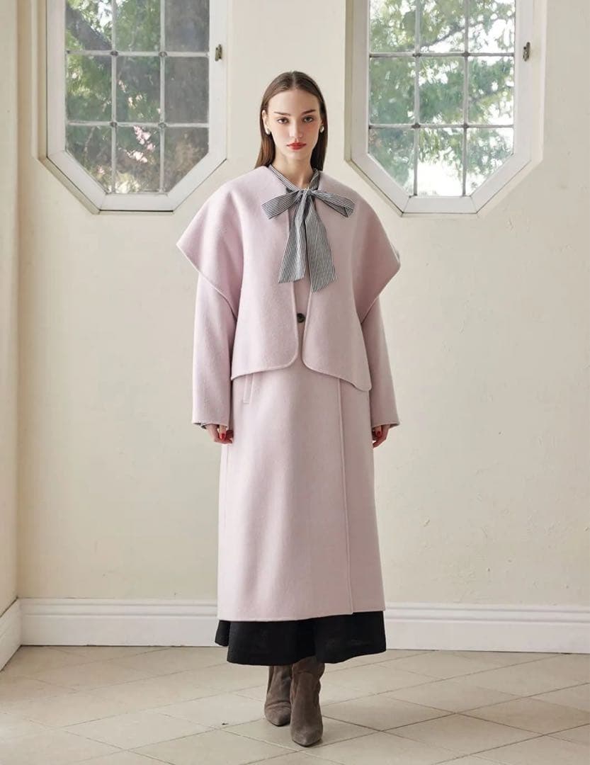 COEL ストール付きリバーコート　　ピンク38