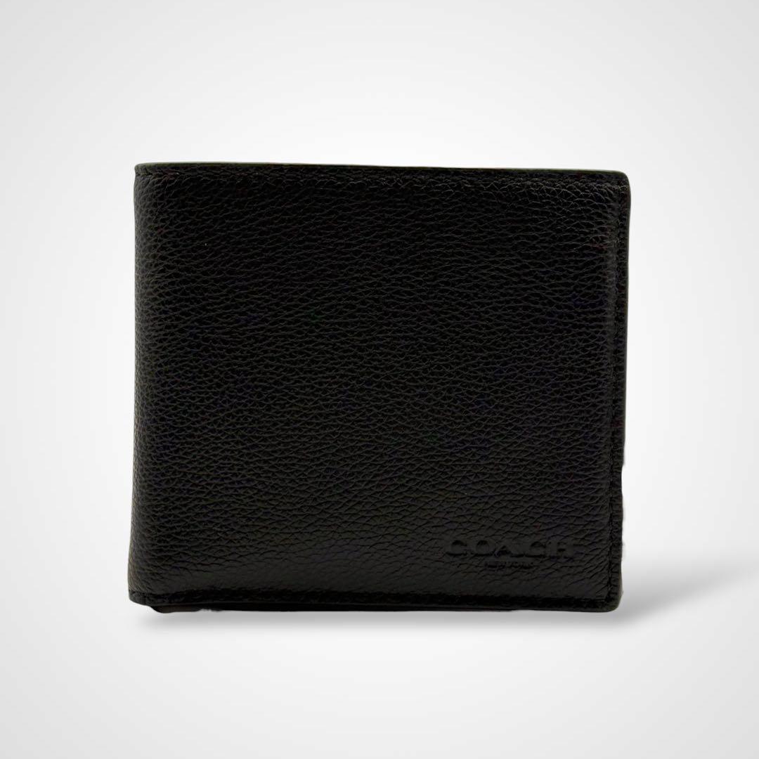 新品未使用✨COACH コーチ 二つ折り財布 レザー 本革 黒 定価49500円