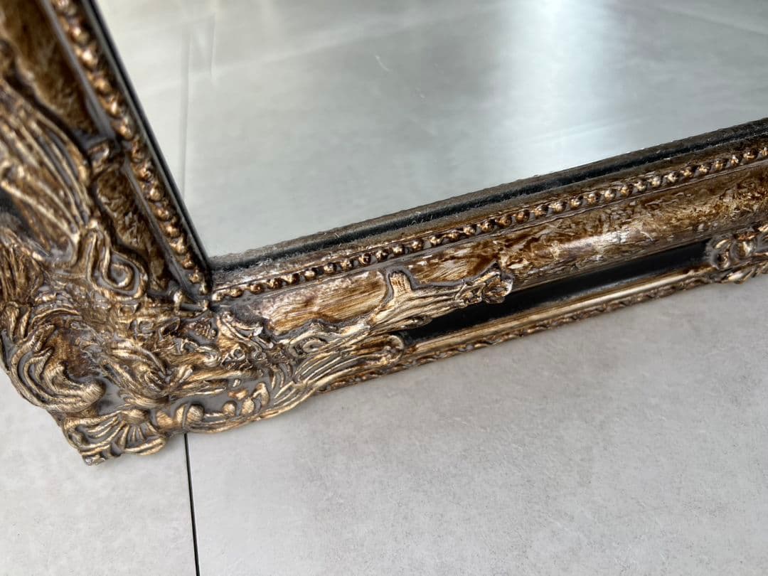 アンティーク調　鏡　フレーム スタンドミラー