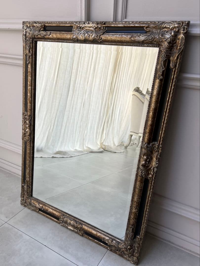アンティーク調　鏡　フレーム スタンドミラー