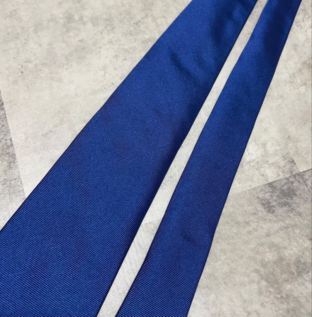 LUIGI BORRELLI ネクタイ ソリッド ブルー 光沢