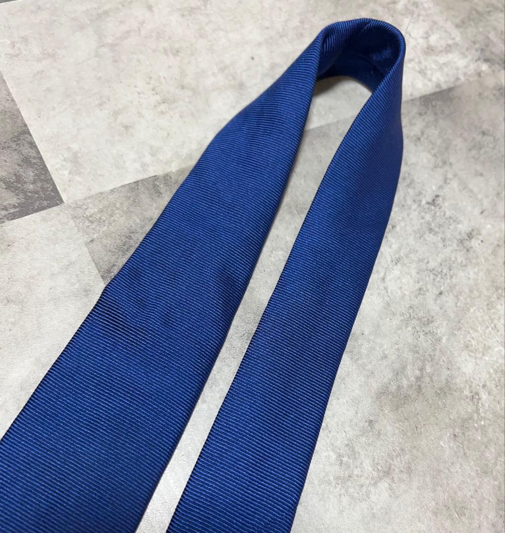 LUIGI BORRELLI ネクタイ ソリッド ブルー 光沢