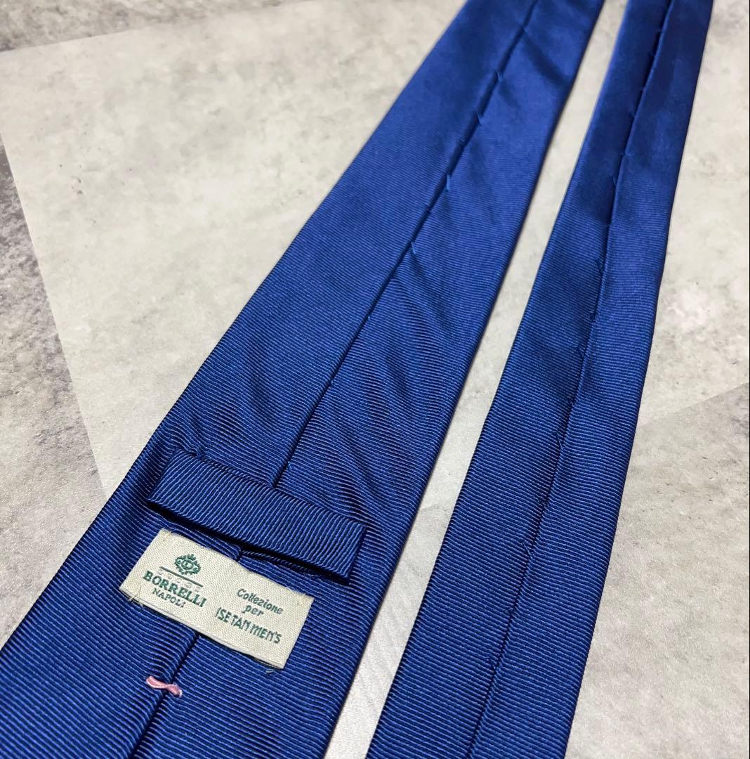 LUIGI BORRELLI ネクタイ ソリッド ブルー 光沢