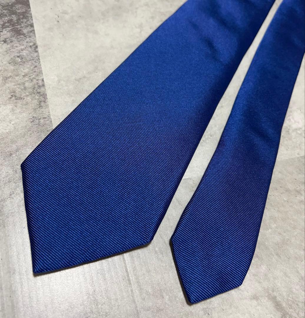 LUIGI BORRELLI ネクタイ ソリッド ブルー 光沢