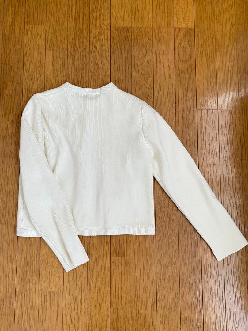 anuans オリジナルボタンノーカラーニットジャケット （IVORY）