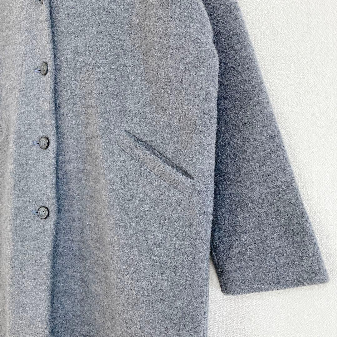 evam eva　フード付　プレスウール　コート　ウール100　グレー　サイズ1