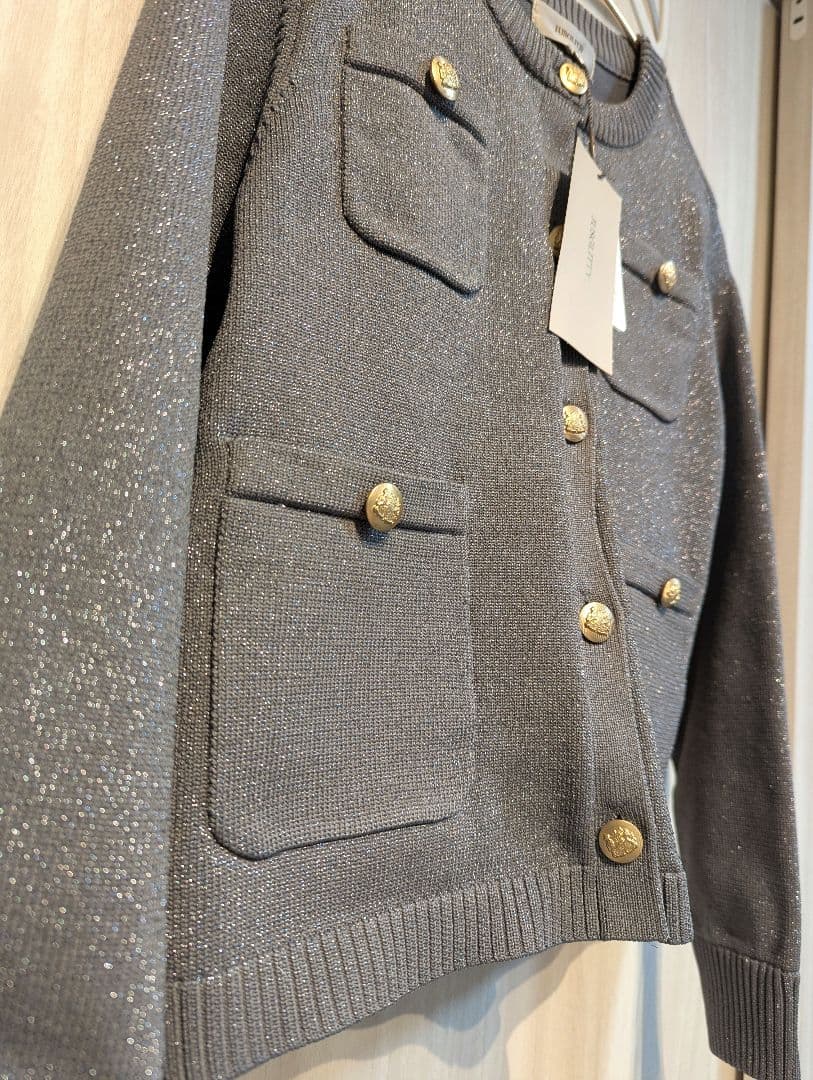 【新品未使用品】ジャスグリッティー　キラキラニットジャケット　グレー　S