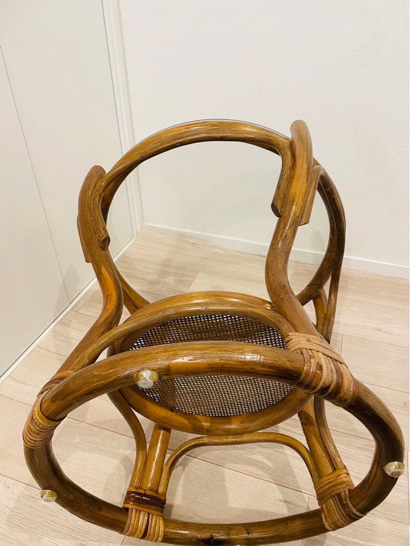 送料無料　ラタン　ローテーブル　ガラステーブル