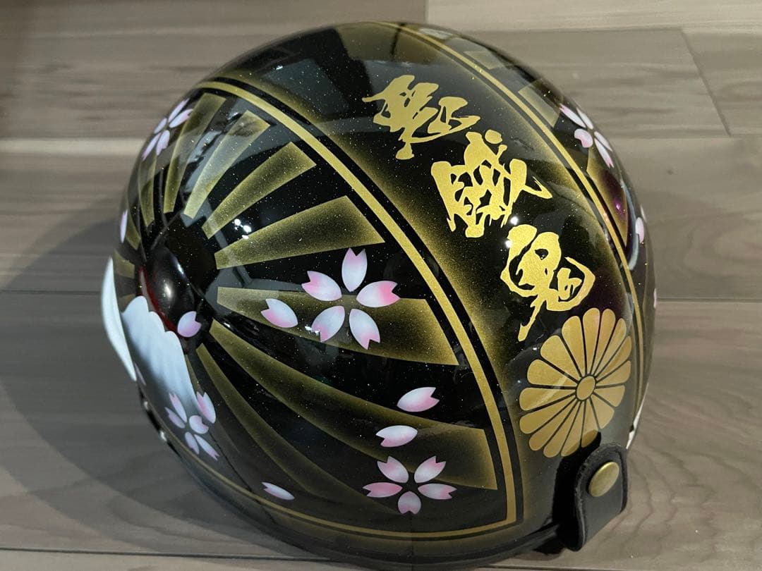 ラメ 富士日章 コルク半 ヘルメット 旧車會 暴走族 三段シート 旭風防