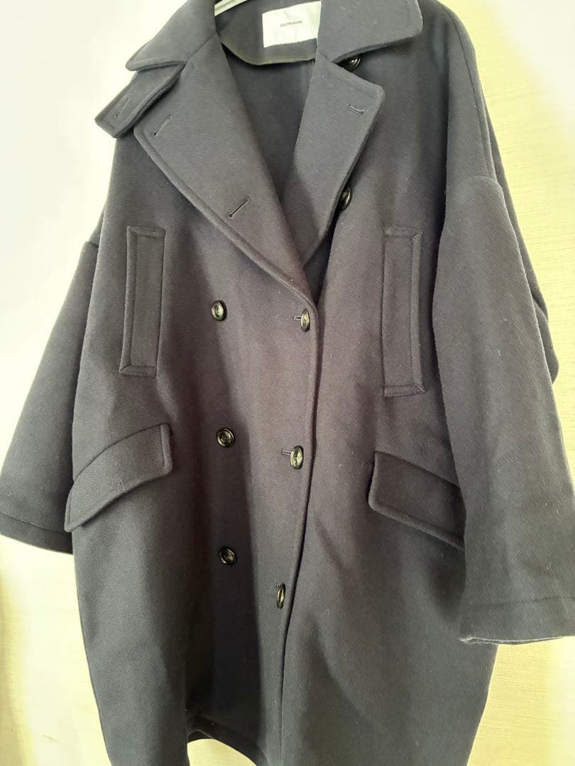 美品　FRAMeWORK ロングPコート　ネイビー 36