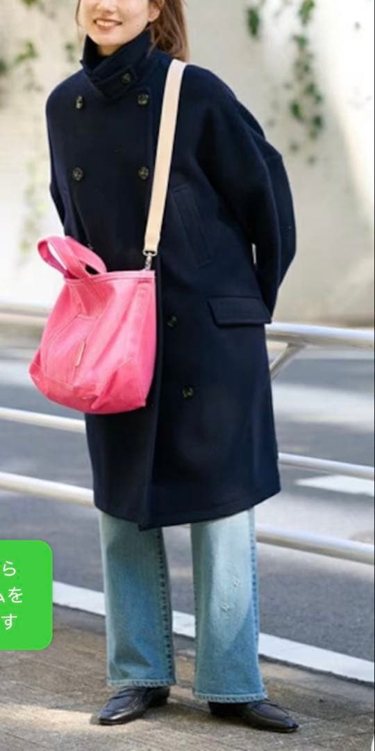 美品　FRAMeWORK ロングPコート　ネイビー 36