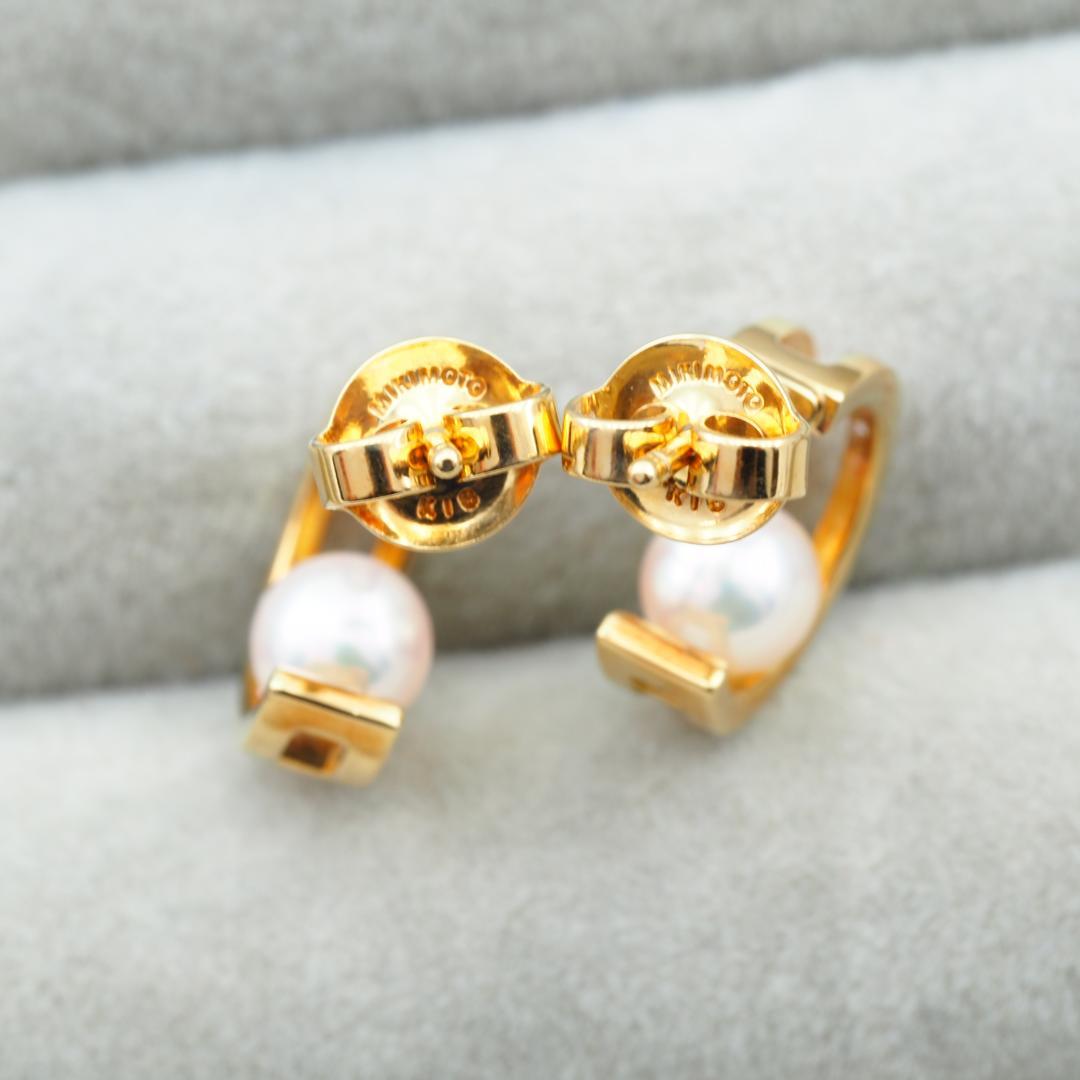 ミキモト ピアス アコヤ真珠 パール 5.0mm フープ K18YG