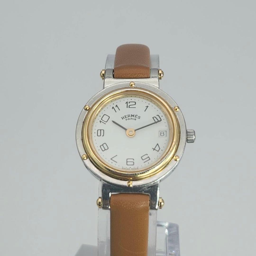 新品ベルト✨　エルメス　クリッパー　レディース　腕時計　クォーツ　ホワイト文字盤