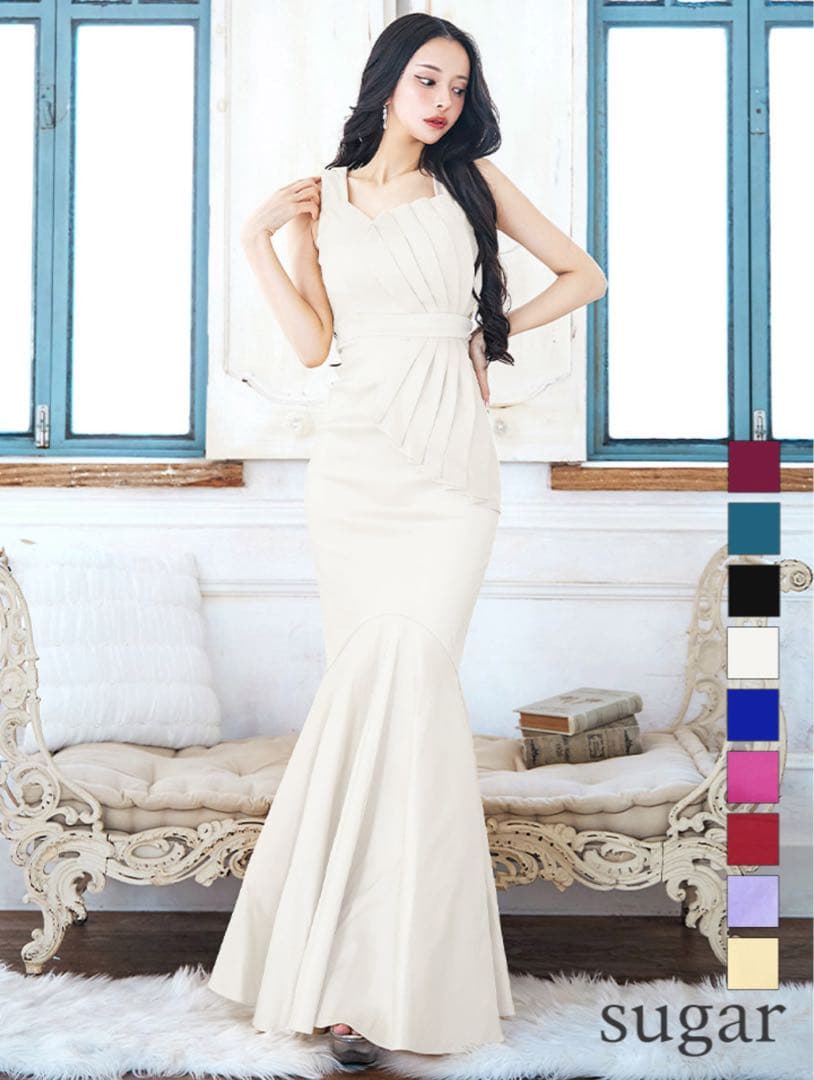 UNA VALERIE マーメイドロングドレス 白