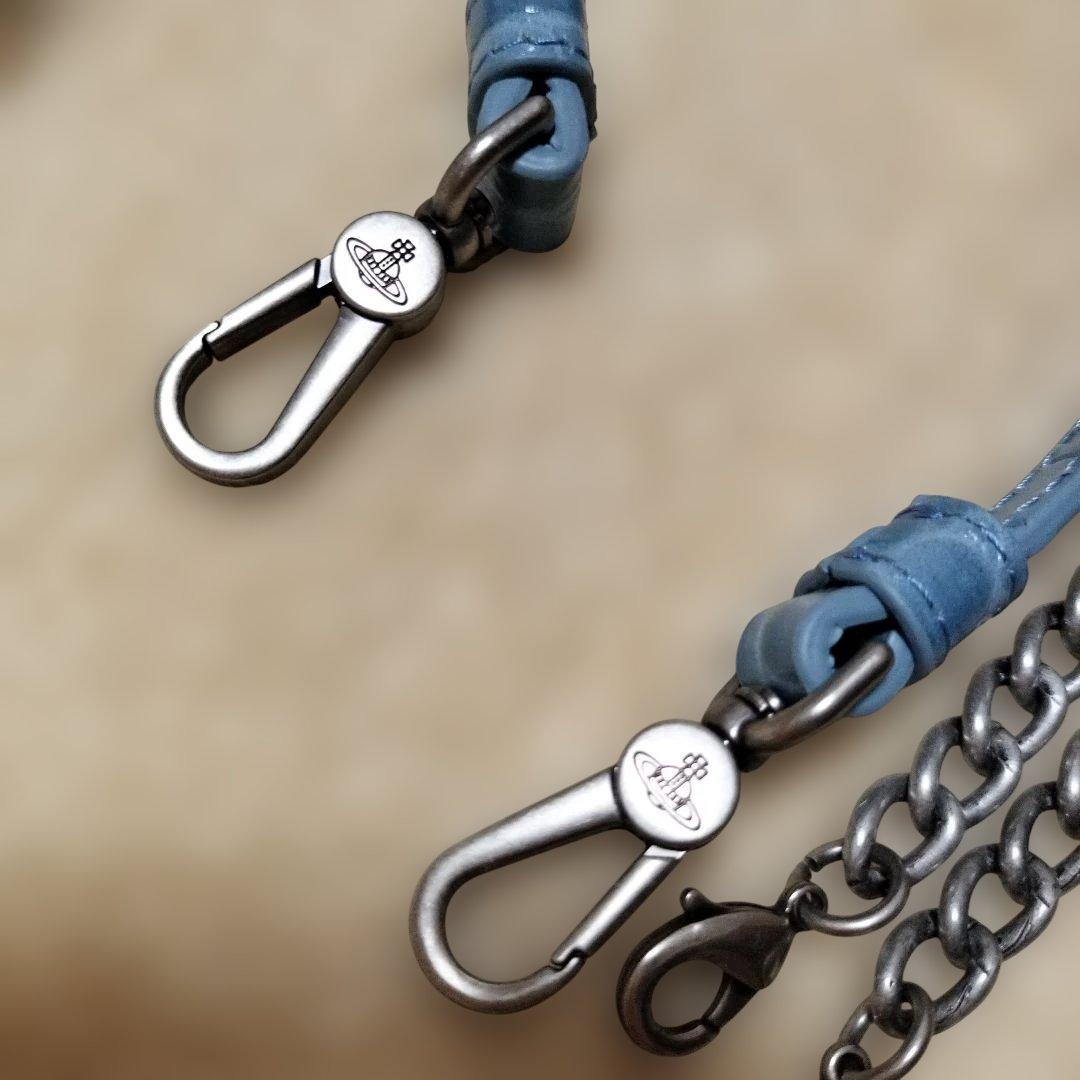 花柄スマホショルダーバッグ 青色デニム　フリンジ　ヴィヴィアンウエストウッド