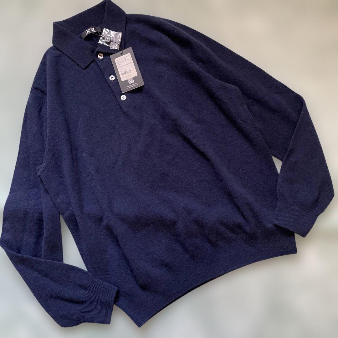 【GOBI】 カシミヤ100% ポロシャツ　ネイビー　サイズM タグ付き