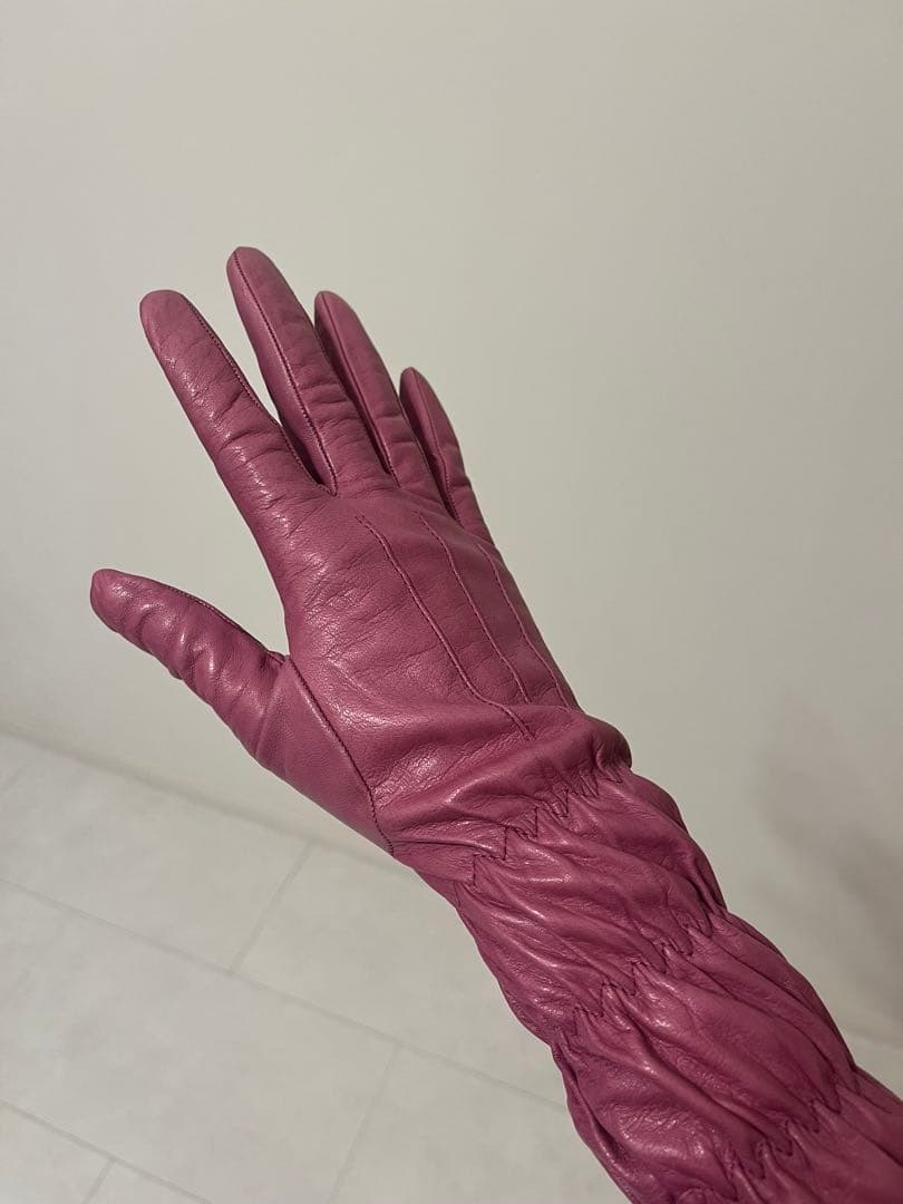 tom☆coach レザー ロンググローブ ギャザー入り S