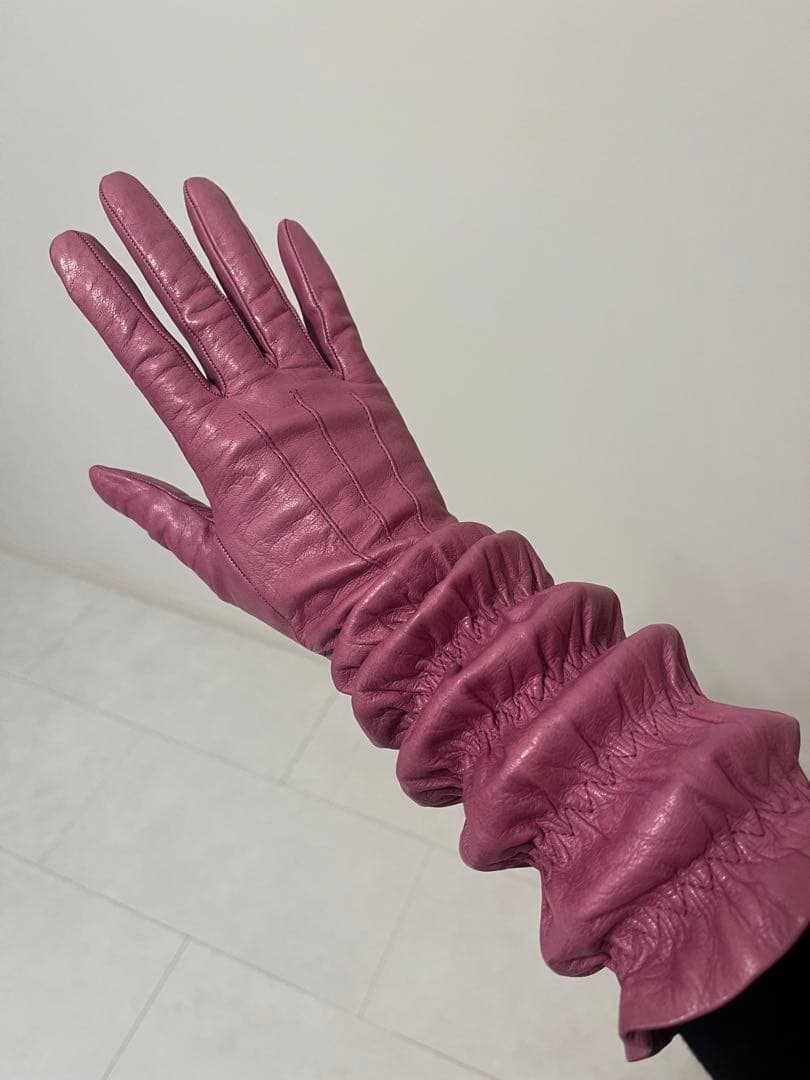 tom☆coach レザー ロンググローブ ギャザー入り S