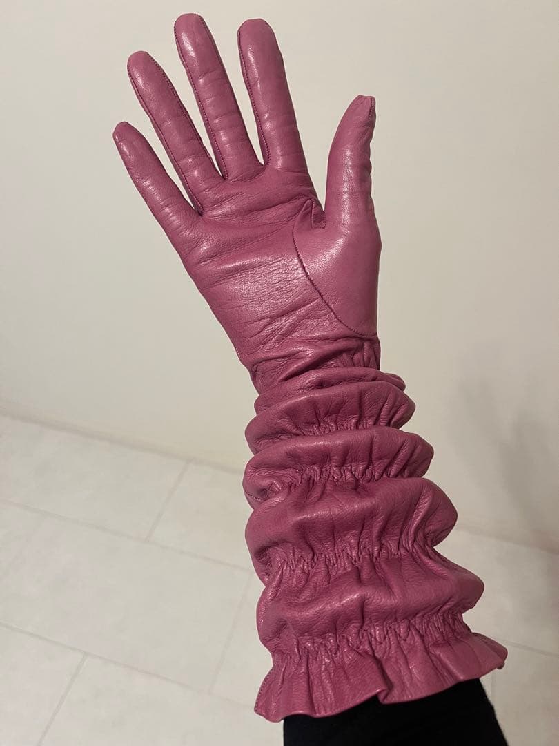 tom☆coach レザー ロンググローブ ギャザー入り S