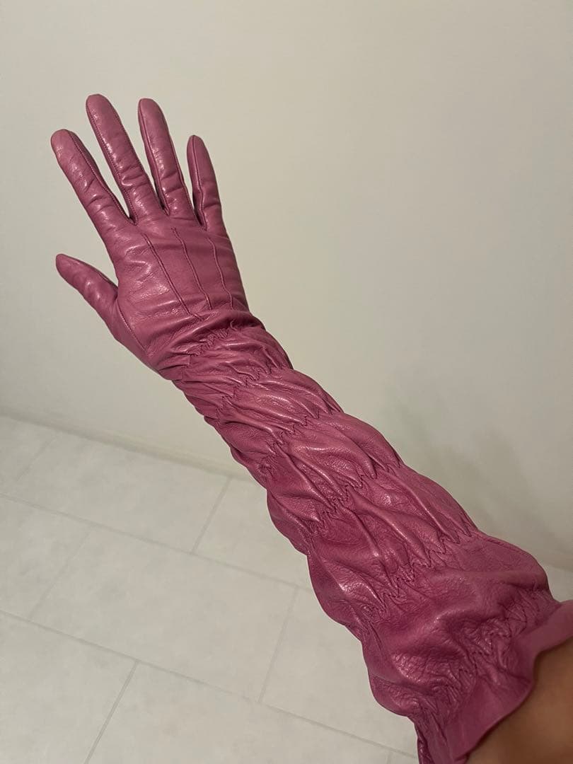 tom☆coach レザー ロンググローブ ギャザー入り S