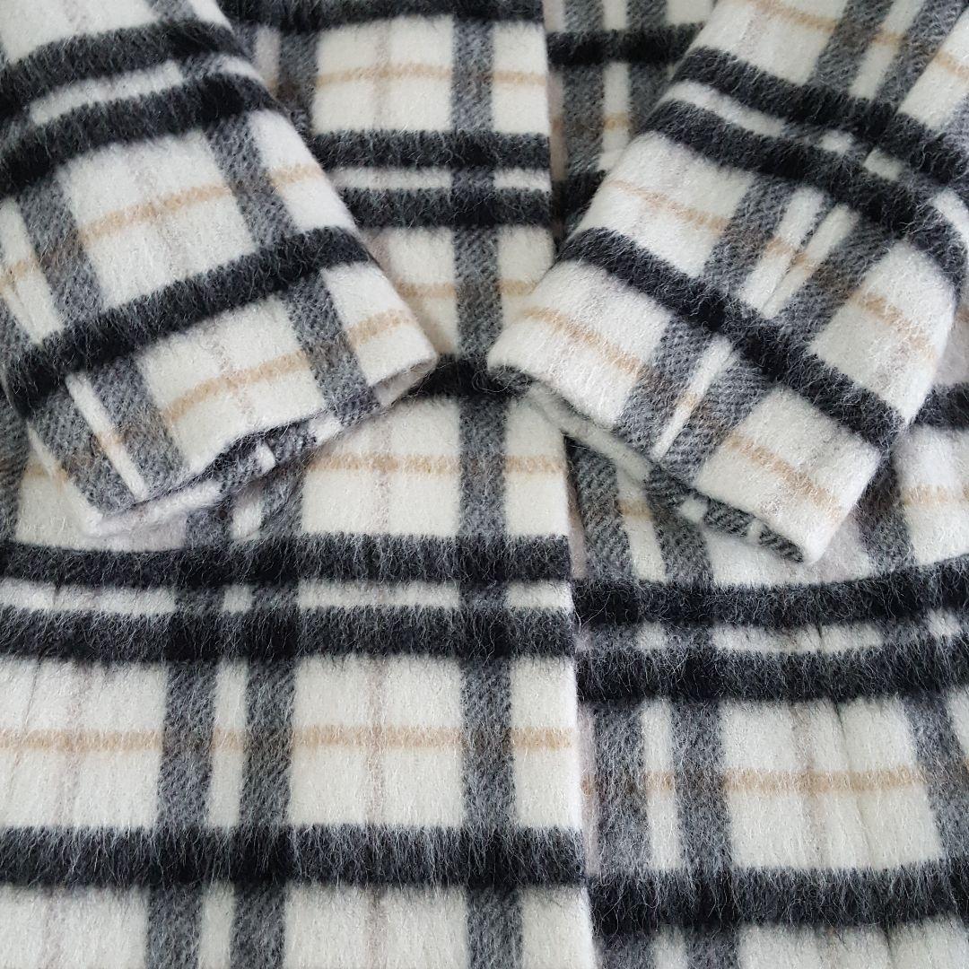 美品 TO BE CHIC MANTECO シャギーチェック ノーカラーコート