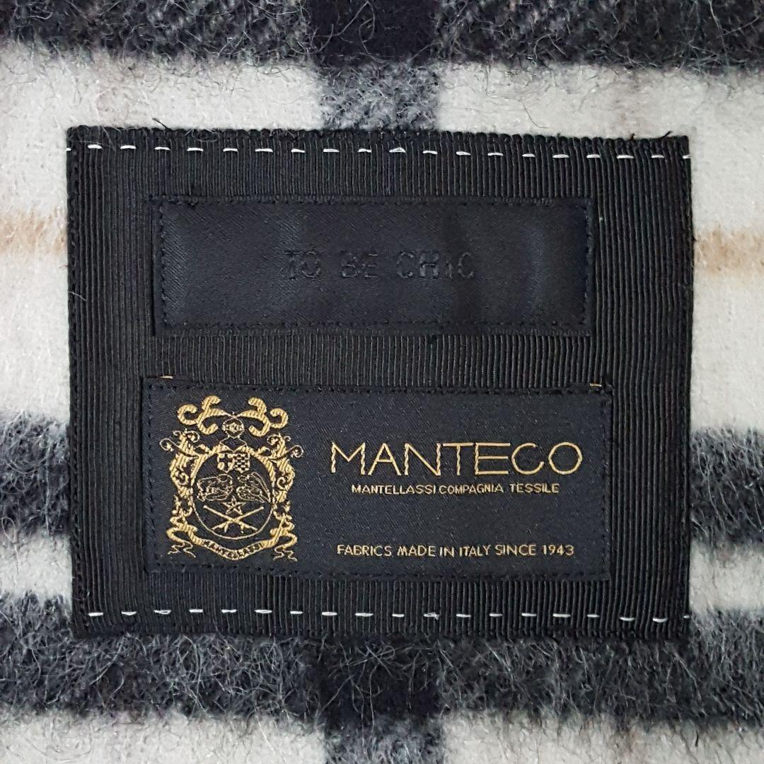 美品 TO BE CHIC MANTECO シャギーチェック ノーカラーコート