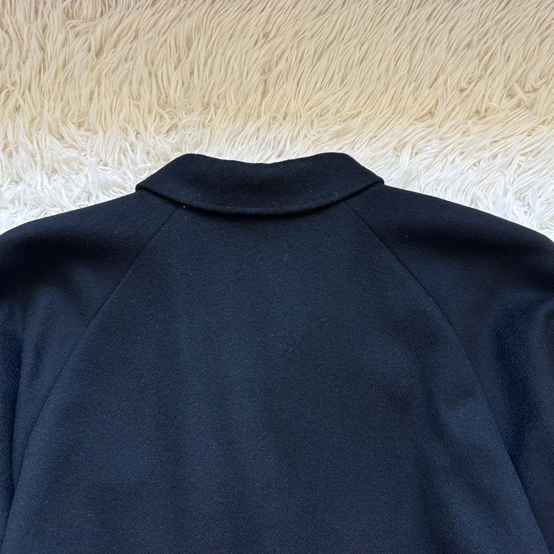 美品✨カシミヤ100%チェスターコート　ロング　ダブル　ラグラン袖　黒　ブラック