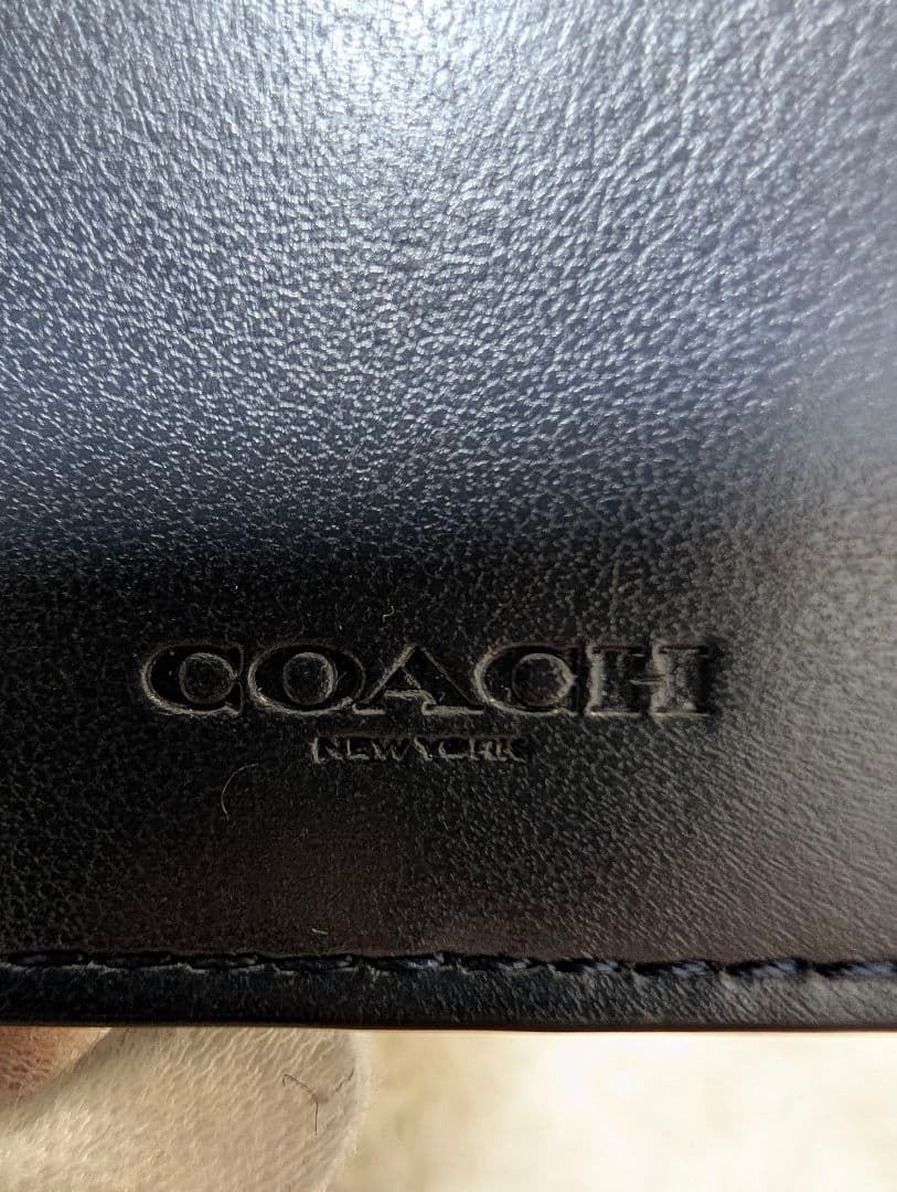 COACH F66551 シグネチャー 二つ折り財布 チャコールブラックネイビー