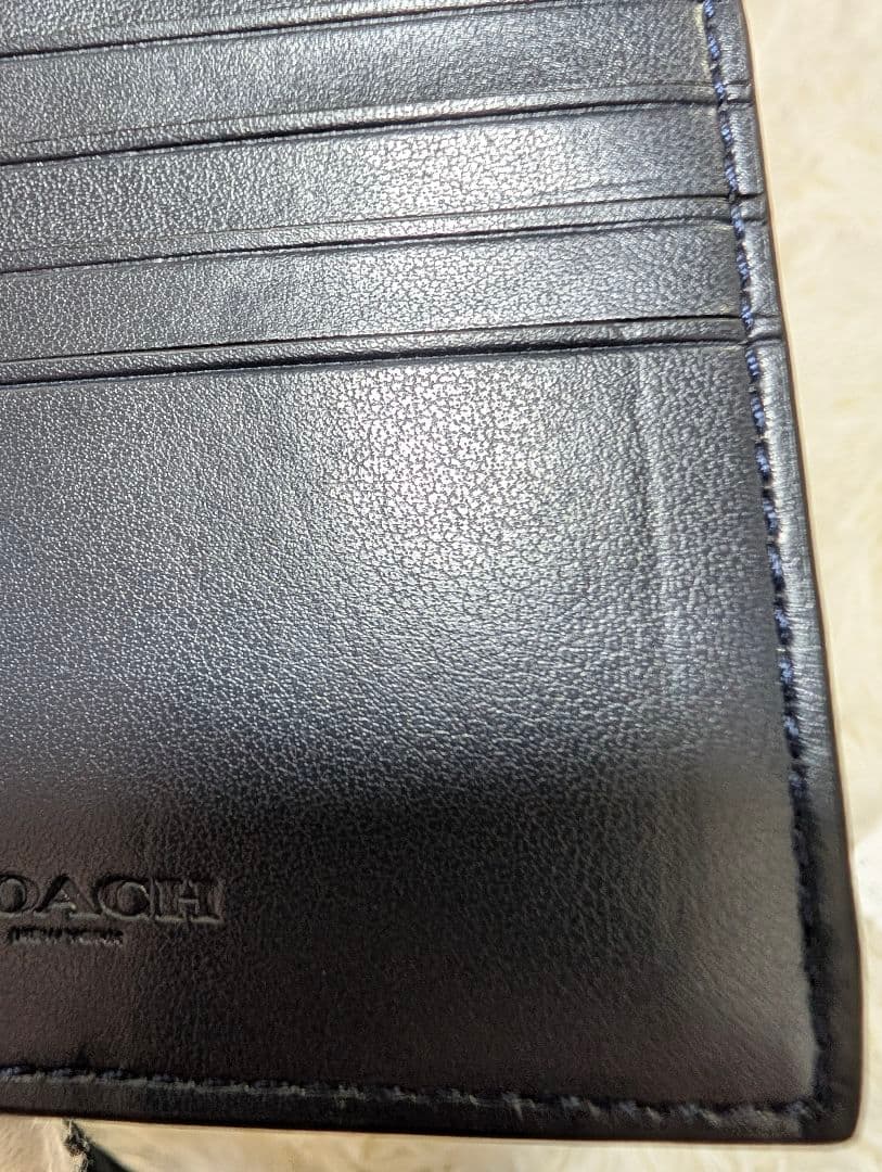 COACH F66551 シグネチャー 二つ折り財布 チャコールブラックネイビー