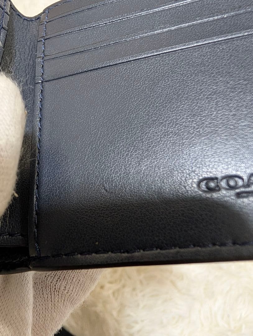 COACH F66551 シグネチャー 二つ折り財布 チャコールブラックネイビー