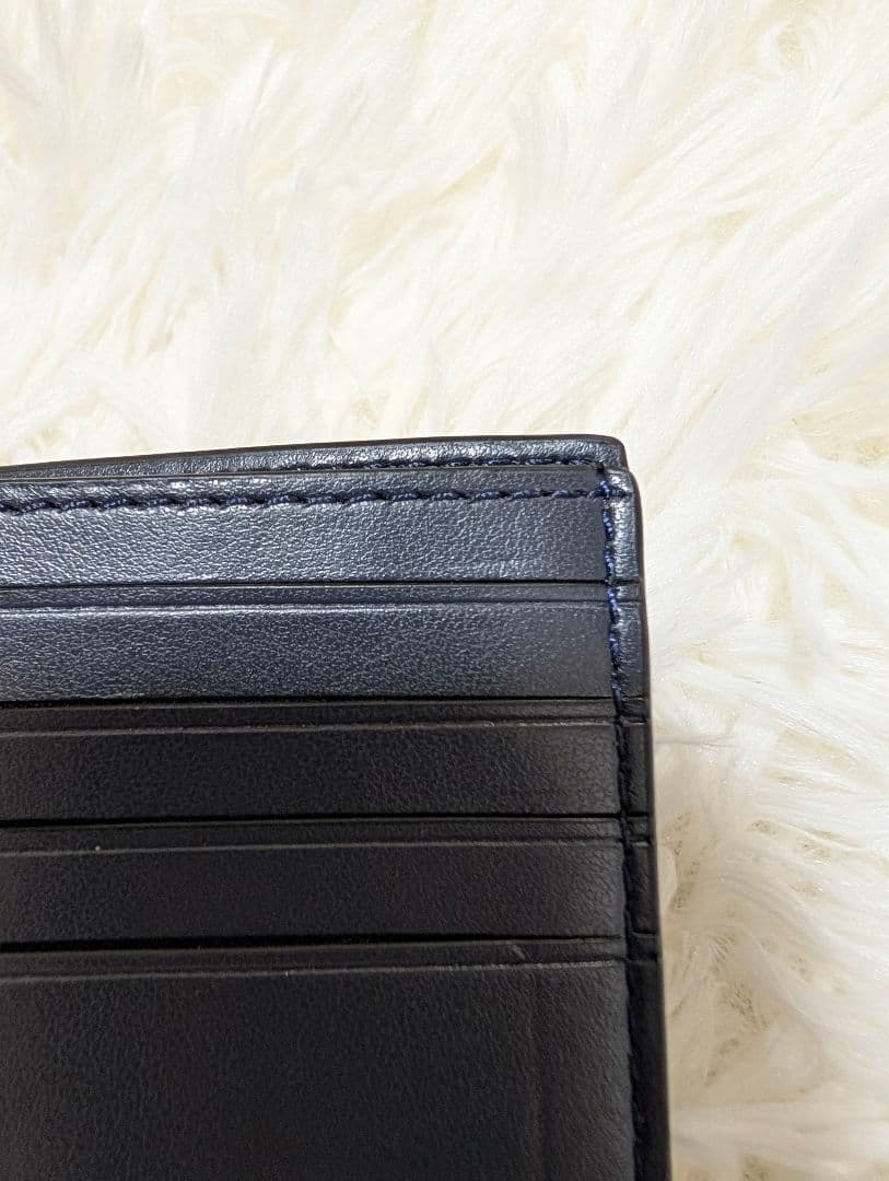 COACH F66551 シグネチャー 二つ折り財布 チャコールブラックネイビー