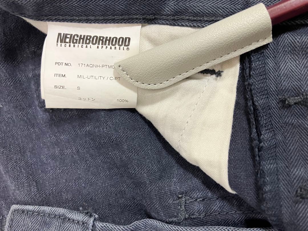 ネイバーフッド　コットン　ヘリンボーン　パンツ　ネイビー　S